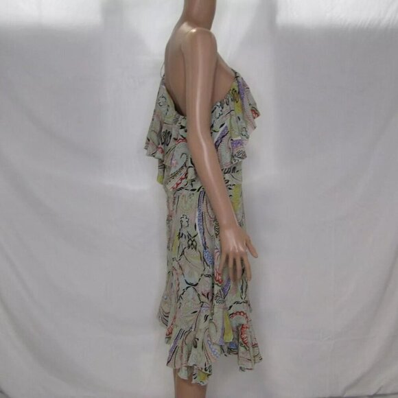 NEW ETRO Women's One Shoulder Silk Dress Multicolor Size 12 - Picture 9 of 16